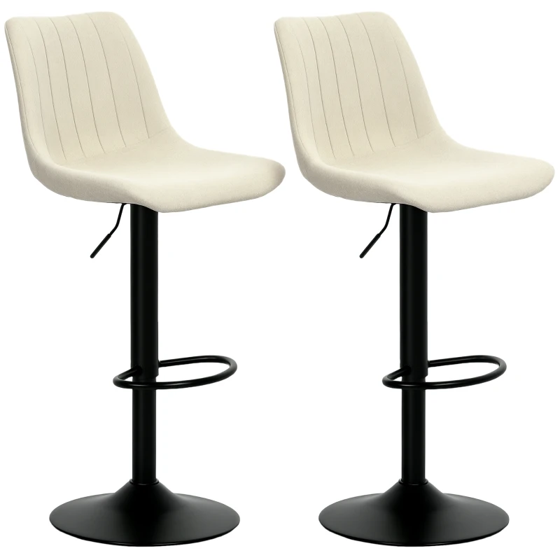HOMCOM Adjustable Barstools Set of 2, Swivel Bar Stools with Back and Footrest for Kitchen Island Counter, Beige