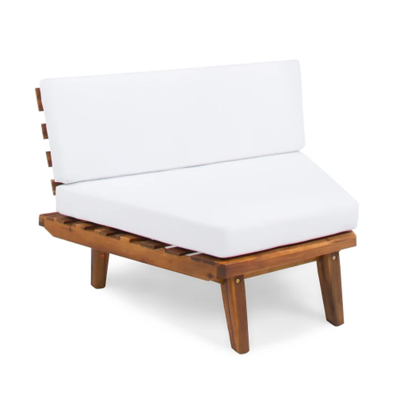 Acacia Wood Patio Sectional Sofa with Table - Water Resistant Outdoor Cushions, Corner Design, 40"L x 29"W x 27"H