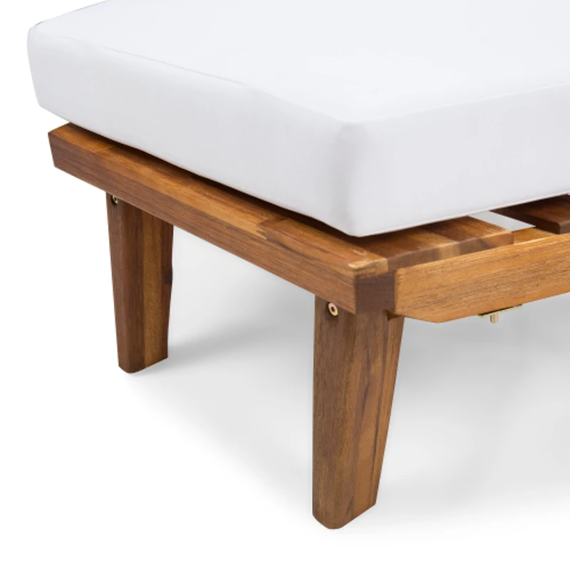 Acacia Wood Patio Sectional Sofa with Table - Water Resistant Outdoor Cushions, Corner Design, 40"L x 29"W x 27"H