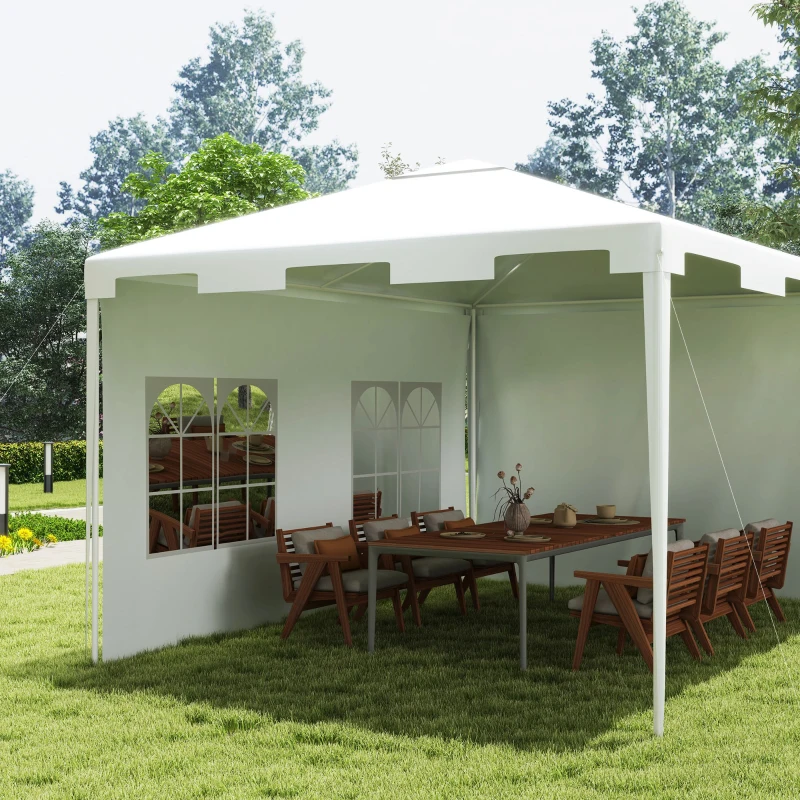 Outsunny 10x13ft Gazebo Party Tent Outdoor Canopy Garden Sun Shade, White