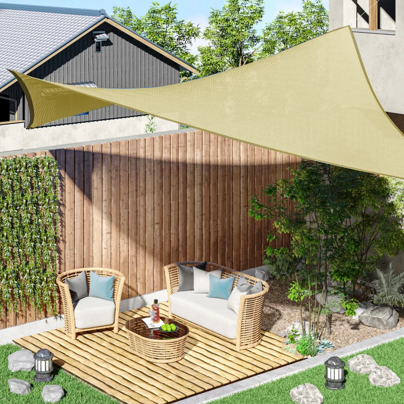 Outsunny Rectangle 10' x 13' Canopy Sun Sail Shade Garden Cover UV Protector Outdoor Patio Lawn Shelter with Carrying Bag (Sand)