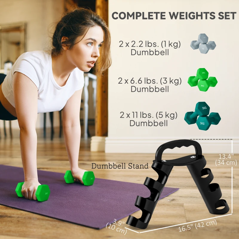 Soozier 40 LBS Hex Dumbbell Set with Vertical Rack, Adjustable Dumbbells, Hand Weights for Home Gym Strength Training, Green
