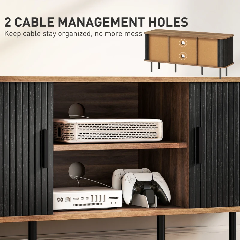 HOMCOM TV Stand Cabinet for TVs up to 55 Inches, TV Unit with Storage Shelves and Cabinets for Living Room, Black