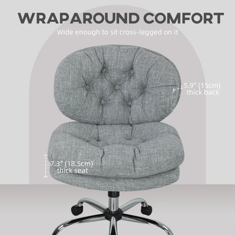 HOMCOM Computer Desk Chair, Armless Office Chair with Wide Padded Seat and Adjustable Height, Tilt Function, Grey