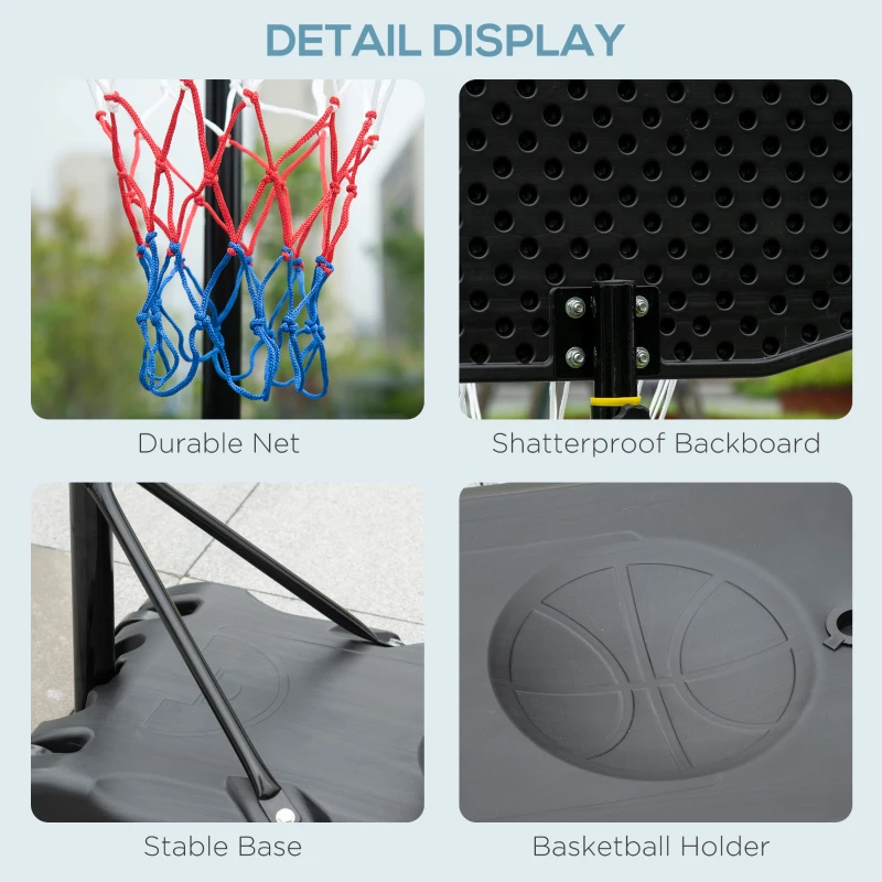 HOMCOM Basketball Hoop and Stand with Weight Base and Wheels, 5.2-6.9ft Height Adjustable, Black