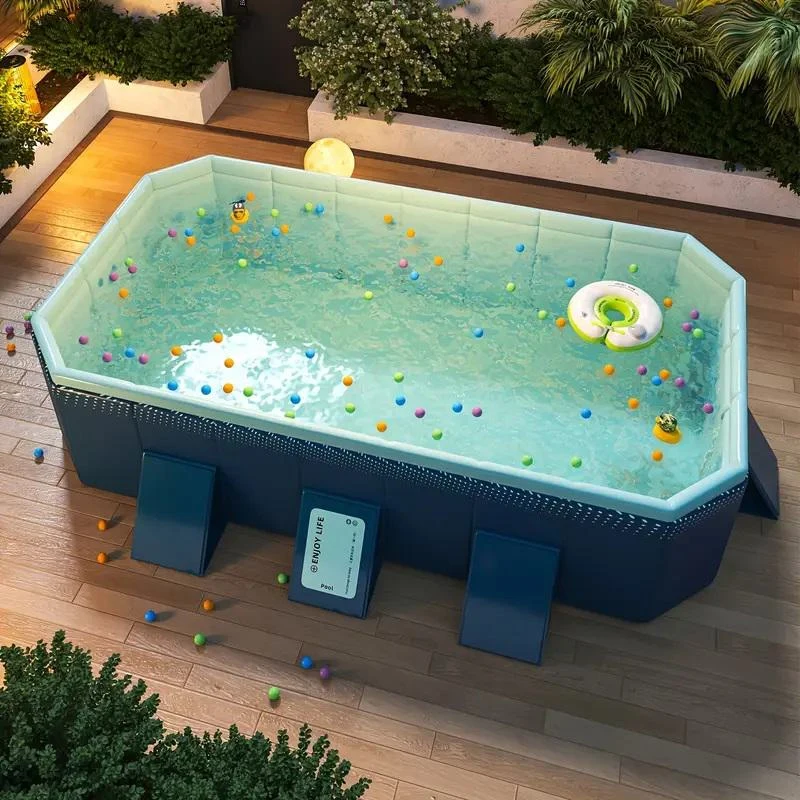 Inflatable PVC Swimming Pool with Easy Storage and Installation, Durable Design, Quick Water Management, 82.5" L x 54" W x 19.5" H, Blue