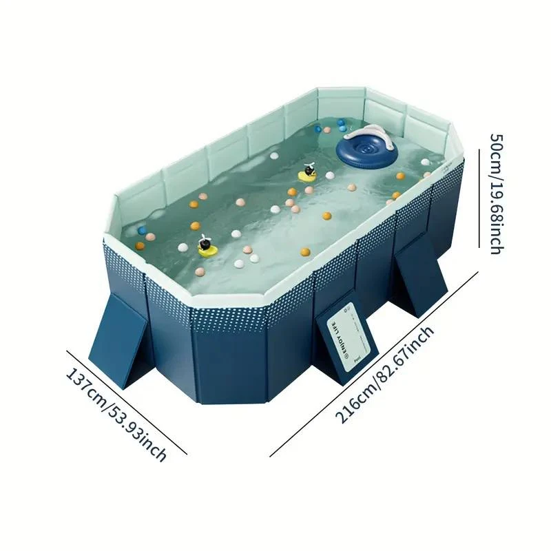 Inflatable PVC Swimming Pool with Easy Storage and Installation, Durable Design, Quick Water Management, 82.5" L x 54" W x 19.5" H, Blue