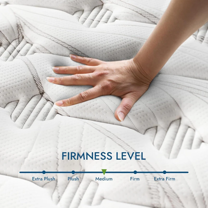 10" Queen Diamond Innerspring Hybrid Mattress with Cooling Gel Memory Foam, Pressure Relief, Motion Isolation, 80" L x 60" W x 10" H, Gray