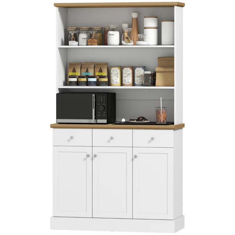 HOMCOM Kitchen Pantry Buffet Server Hutch Storage Sideboard Bookcase with Drawers & Cabinets for Living Room Cabinet Console