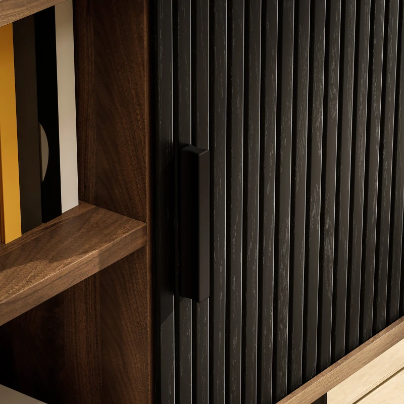 HOMCOM TV Stand Cabinet for TVs up to 55 Inches, TV Unit with Storage Shelves and Cabinets for Living Room, Black