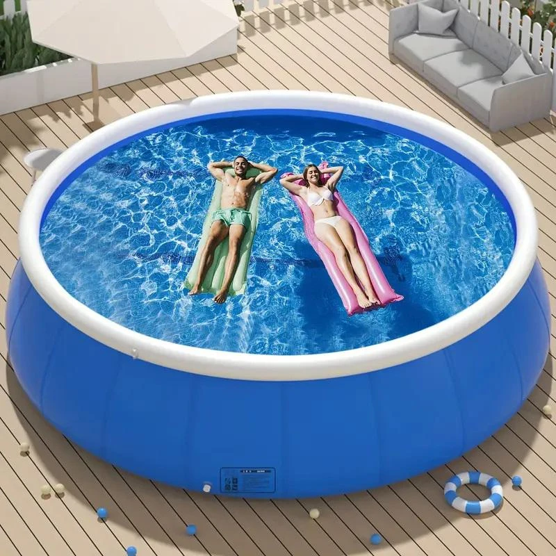 Durable Inflatable Swimming Pool with PVC Construction, Quick Water Management, Easy Setup and Storage, 96" L x 96" W x 25" H, Blue