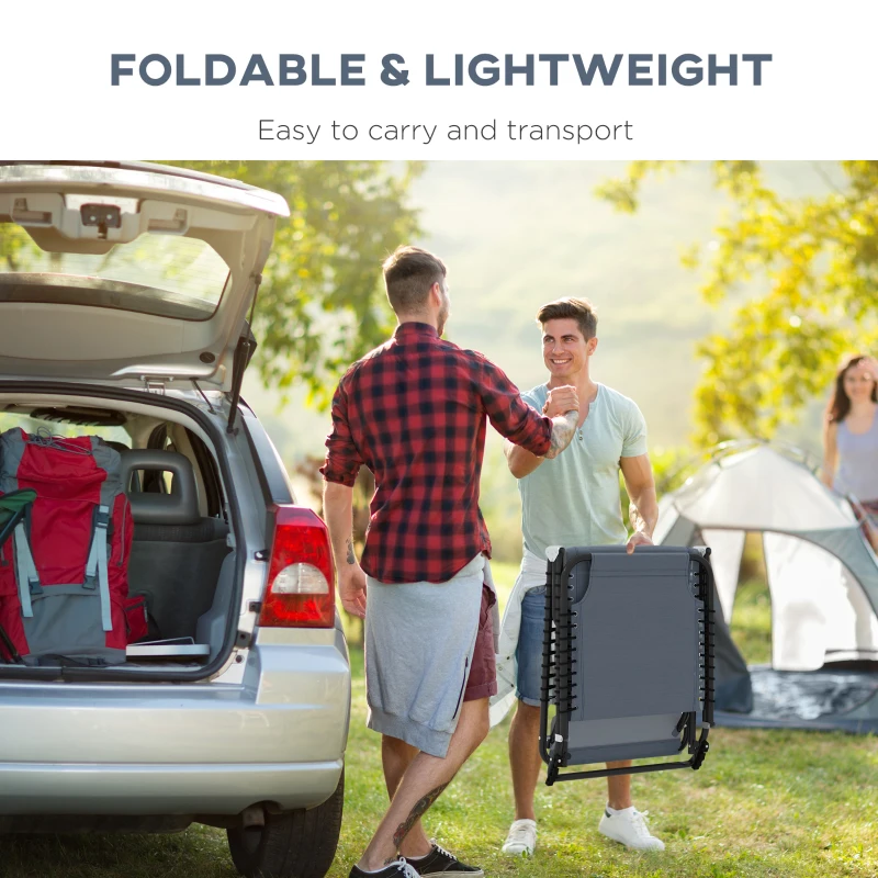 Outsunny Folding Chaise Lounge Pool Chair with 4-Position Reclining Back, Breathable Mesh & Bungee Seat, Gray