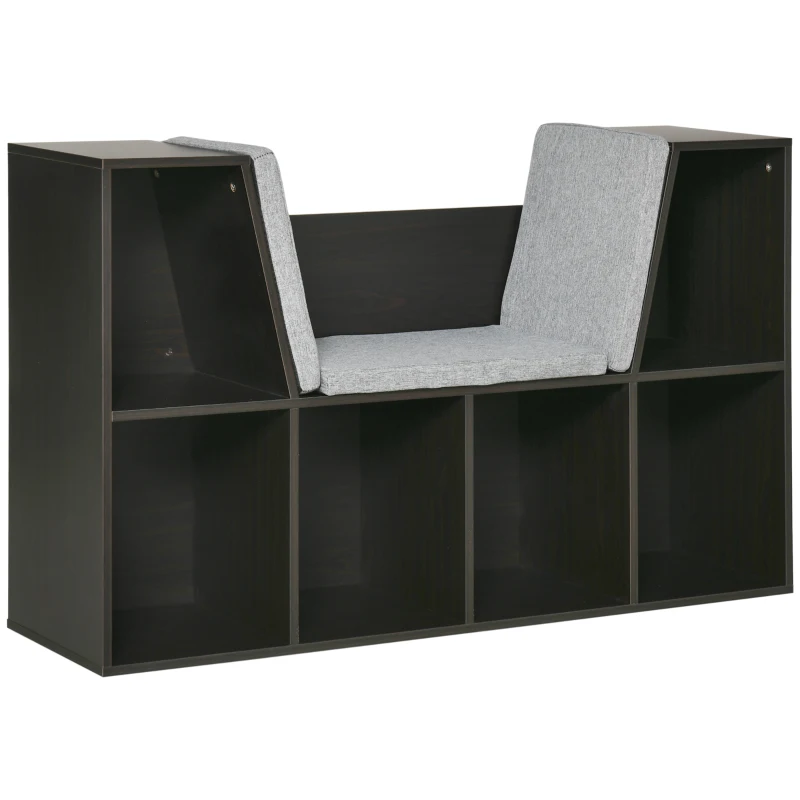 HOMCOM Kids Bookcase Toy Chest Kids Cabinet Storage Organizer Children Display Shelf for Toys Clothes Books Bedroom, Brown