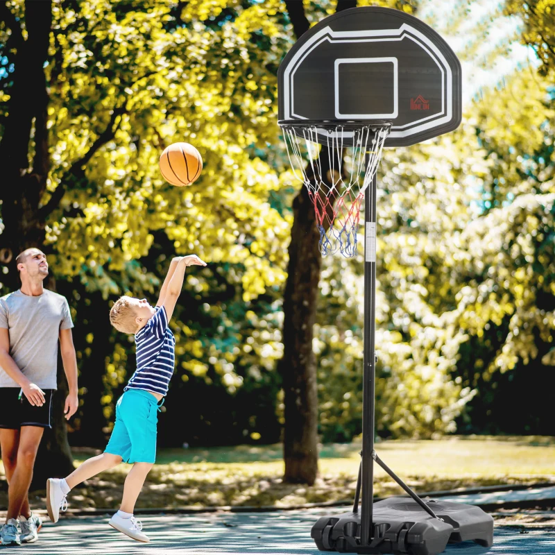 HOMCOM Basketball Hoop and Stand with Weight Base and Wheels, 5.2-6.9ft Height Adjustable, Black