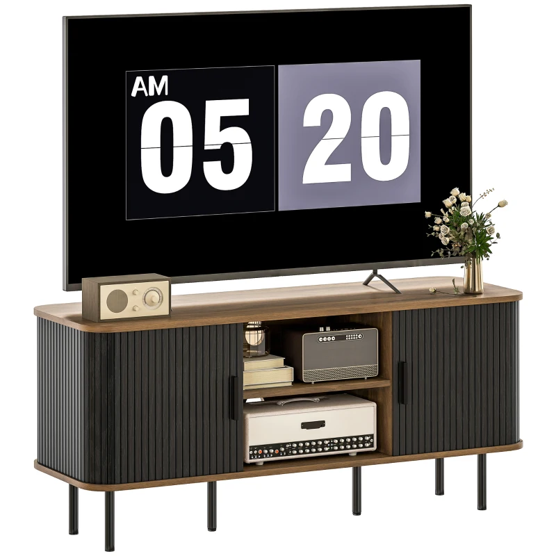 HOMCOM TV Stand Cabinet for TVs up to 55 Inches, TV Unit with Storage Shelves and Cabinets for Living Room, Black