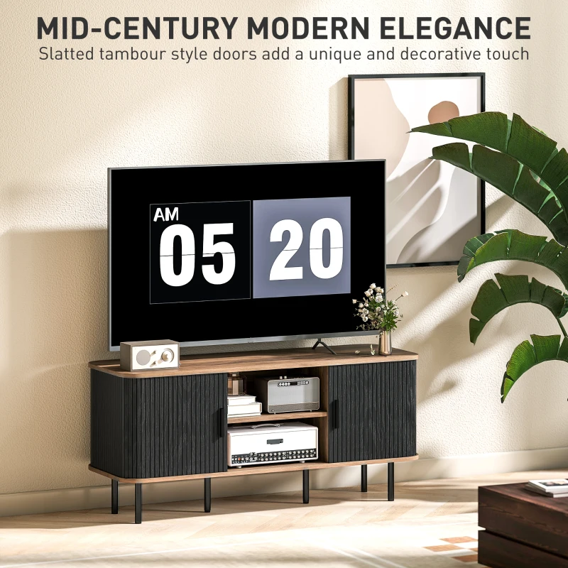HOMCOM TV Stand Cabinet for TVs up to 55 Inches, TV Unit with Storage Shelves and Cabinets for Living Room, Black