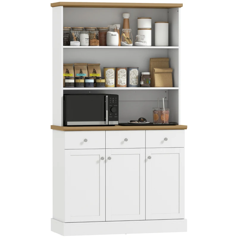 HOMCOM Kitchen Pantry Buffet Server Hutch Storage Sideboard Bookcase with Drawers & Cabinets for Living Room Cabinet Console