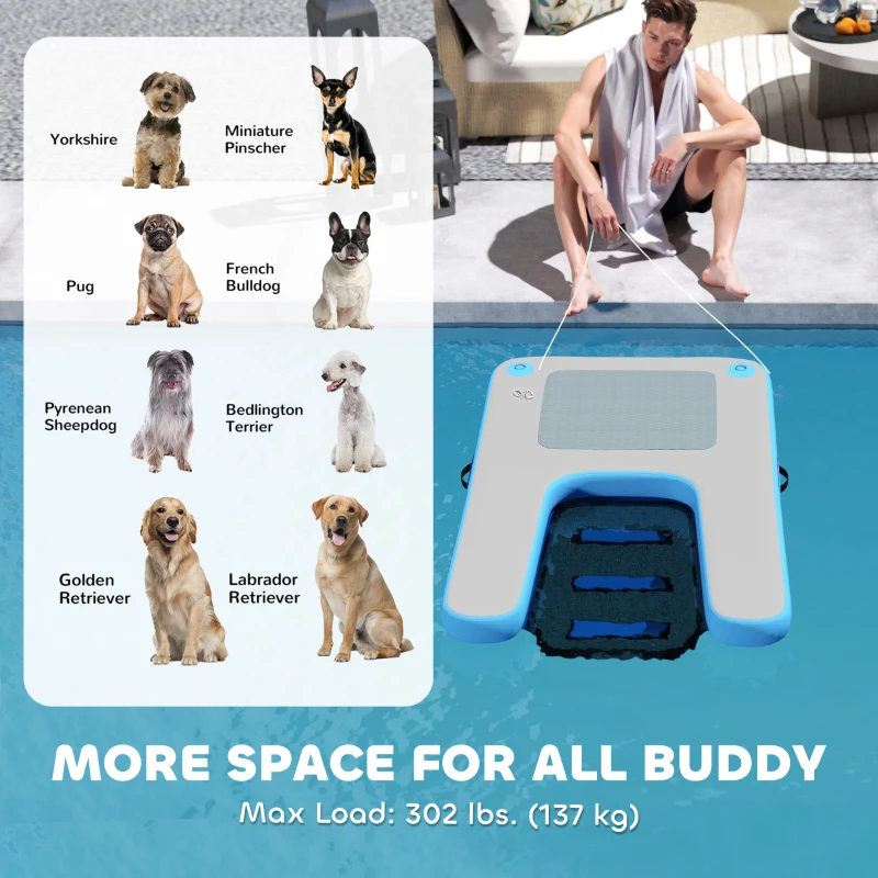 PawHut Floating Boat Ramp for Swimming Pets Up to 300 lbs, for Pool, Lake, Boat, Dock