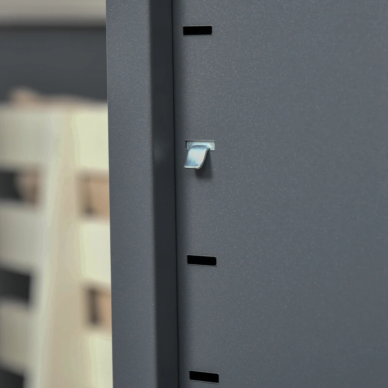 HOMCOM Metal Storage Cabinet, Industrial Sideboard Buffet Cabinet with 2 Louvered Doors, Adjustable Shelves, Grey