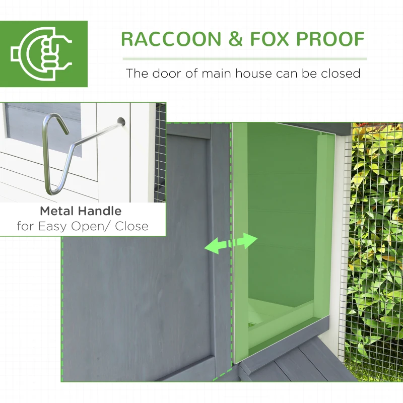 PawHut 76" Wooden Chicken Coop with Outdoor Run, Nesting Box, Tray, Door