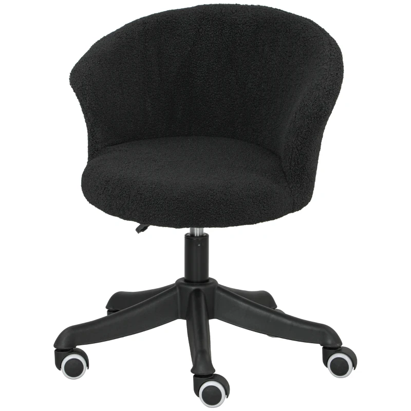 Vinsetto Armless Office Chair, Fluffy Computer Desk Chair with Adjustable Height, Swivel Wheels, Mid Back, Black