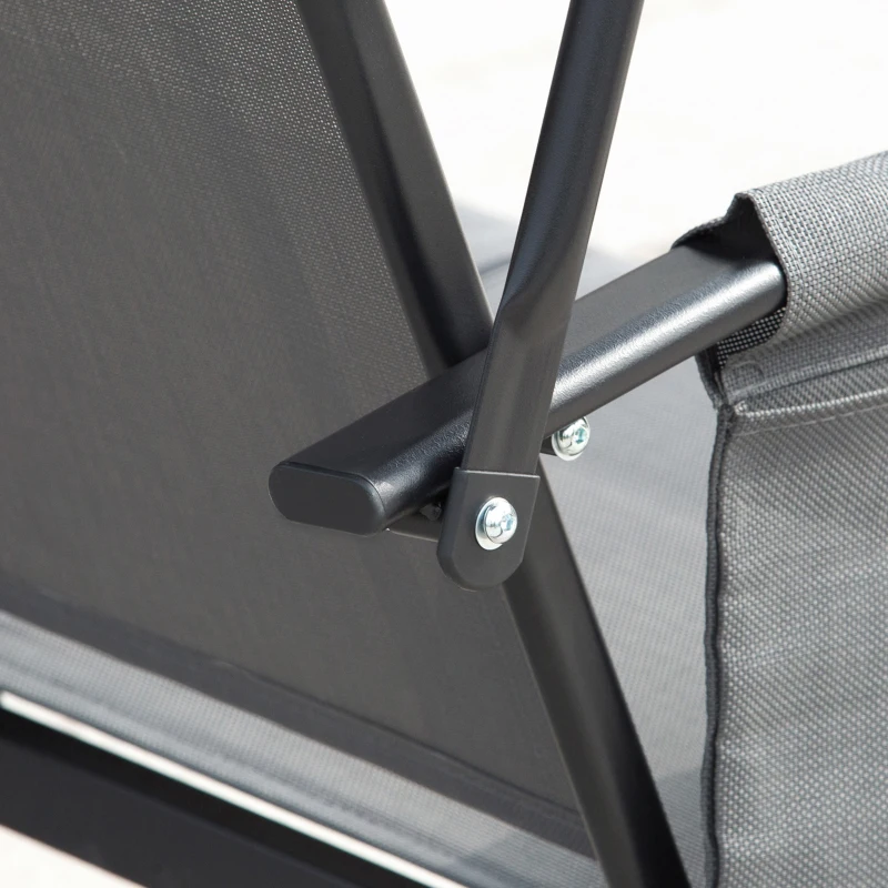 Outsunny 3 Person Porch Swing Outdoor Swing Chair with High Back Design, Side Pouches and Adjustable Canopy, Dark Grey