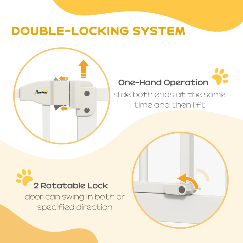 PawHut Extra Tall Dog Gate with Door, Pressure Fit, Auto Close, Double Locking for Doorways Hallways Stairs, 29"-39", White