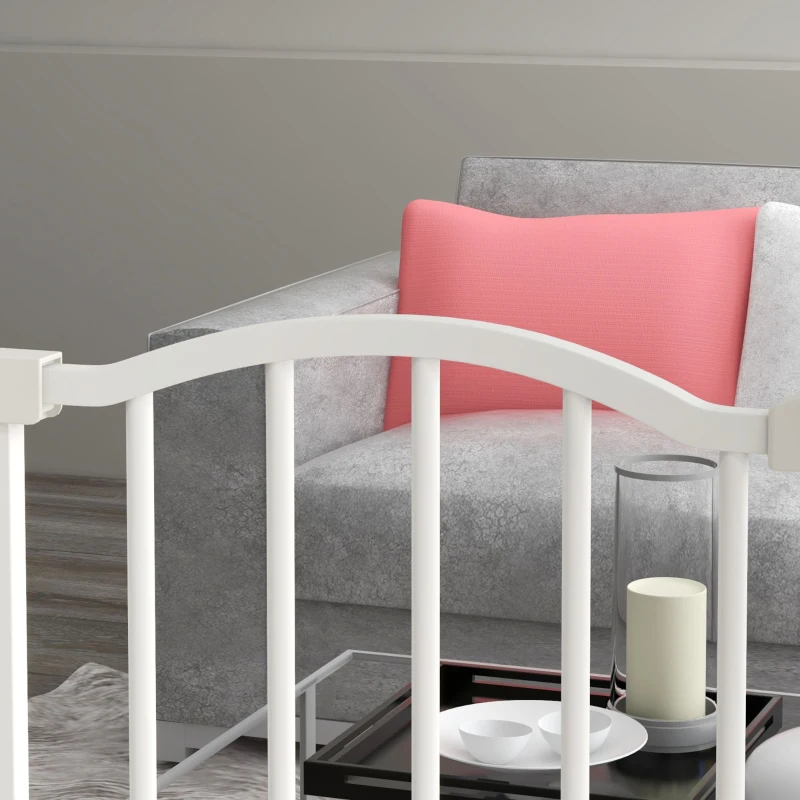 PawHut Extra Tall Dog Gate with Door, Pressure Fit, Auto Close, Double Locking for Doorways Hallways Stairs, 29"-34", White