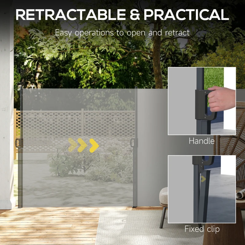 Outsunny 13' x 5' Retractable Side Awning, Outdoor Privacy Screen for Garden, Hot Tub, Balcony, Terrace, Pool, Light Grey