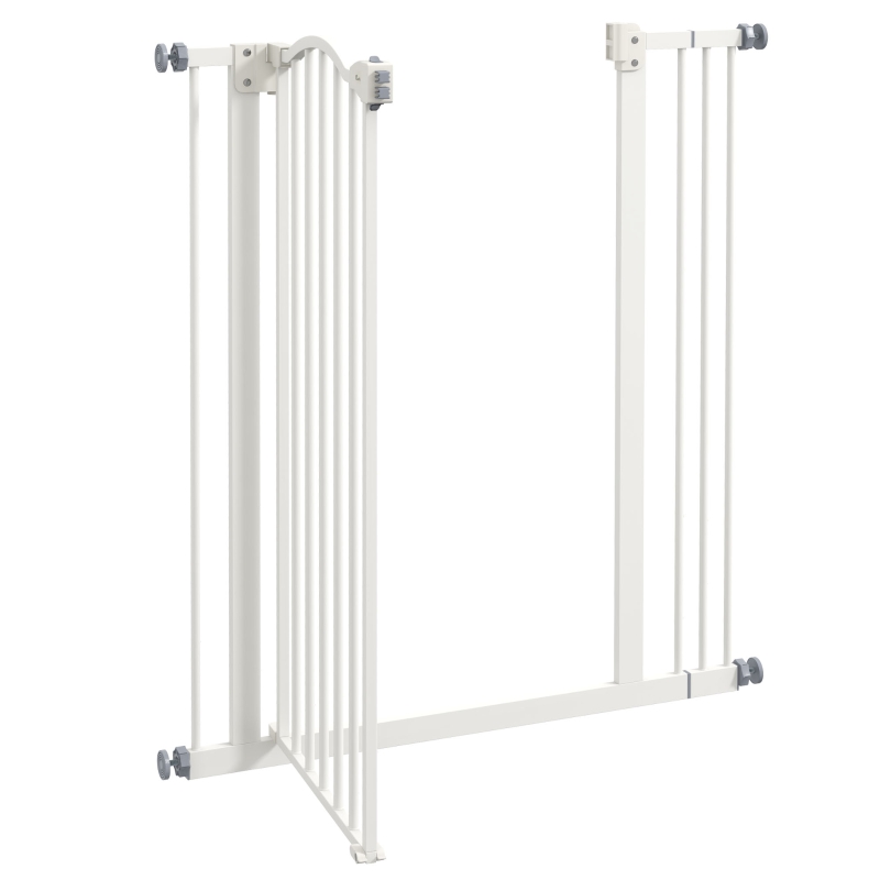 PawHut Extra Tall Dog Gate with Door, Pressure Fit, Auto Close, Double Locking for Doorways Hallways Stairs, 29"-34", White