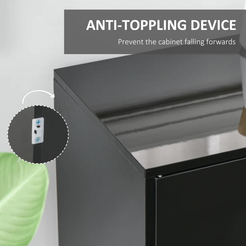 HOMCOM Kitchen Sideboard Storage Cabinet, Modern Coffee Bar with Push-Open Design and 2 Drawers for Living Room, Black