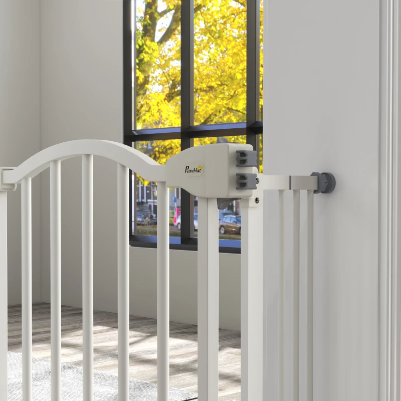 PawHut Extra Tall Dog Gate with Door, Pressure Fit, Auto Close, Double Locking for Doorways Hallways Stairs, 29"-39", White