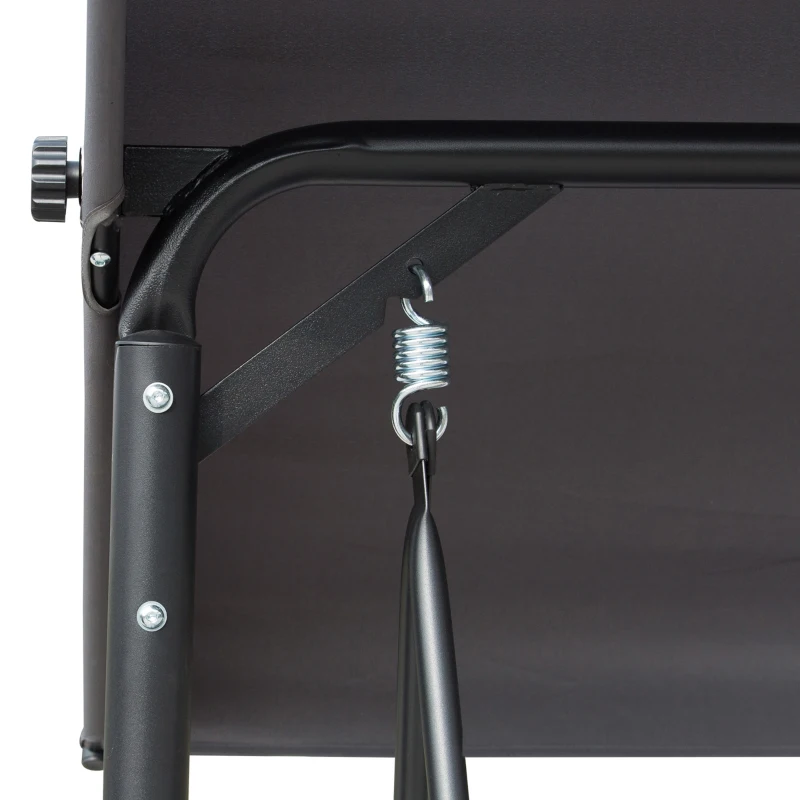 Outsunny 3 Person Porch Swing Outdoor Swing Chair with High Back Design, Side Pouches and Adjustable Canopy, Dark Grey