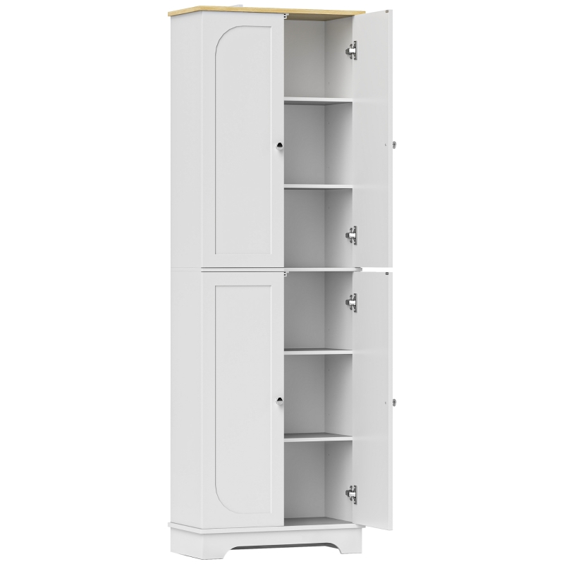 HOMCOM 72" Tall Pantry Cabinet, Kitchen Pantry Cabinet with Adjustable Shelves, Storage Cabinet with 4 Doors, White