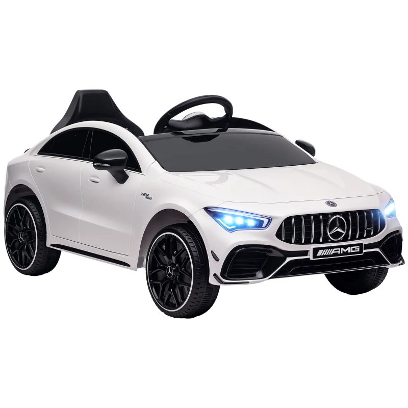 Qaba Mercedes-Benz AMG Licensed 12V Kids Ride on Car with Remote Control, Rear Suspension, LED Lights, Music, White
