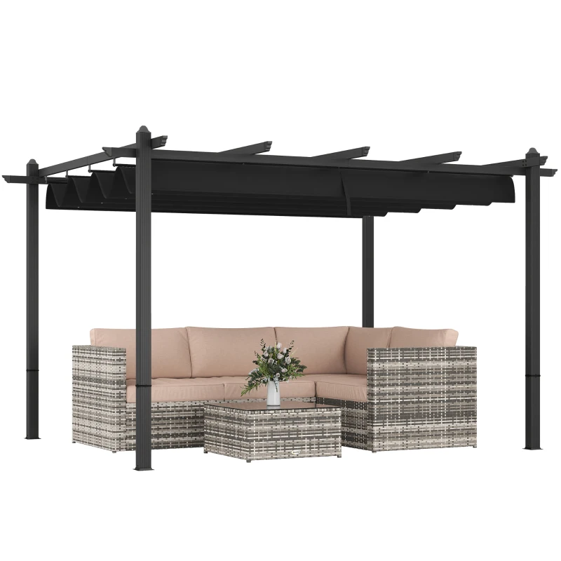 Outsunny 10' x 13' Retractable Pergola Canopy, Aluminum Pergola Sun Shade Shelter for Garden, Patio, Backyard, Deck, Gray
