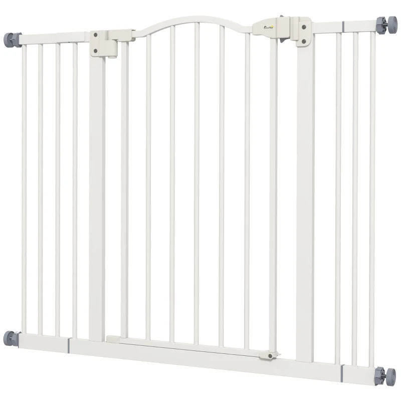 PawHut Extra Tall Dog Gate with Door, Pressure Fit, Auto Close, Double Locking for Doorways Hallways Stairs, 29"-39", White