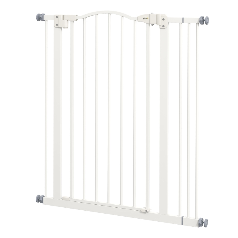 PawHut Extra Tall Dog Gate with Door, Pressure Fit, Auto Close, Double Locking for Doorways Hallways Stairs, 29"-34", White