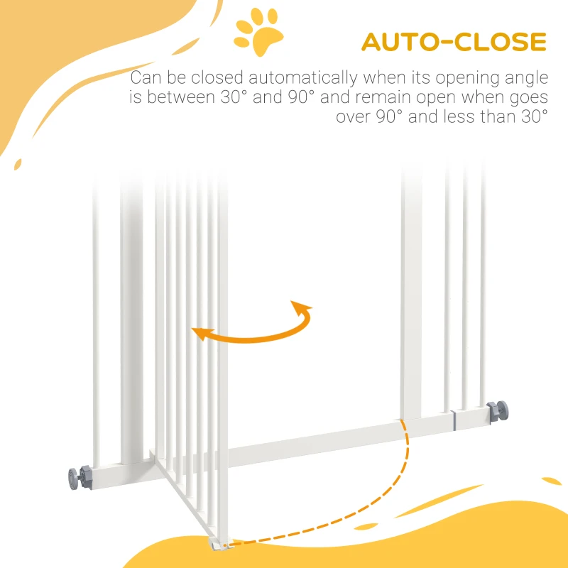 PawHut Extra Tall Dog Gate with Door, Pressure Fit, Auto Close, Double Locking for Doorways Hallways Stairs, 29"-34", White