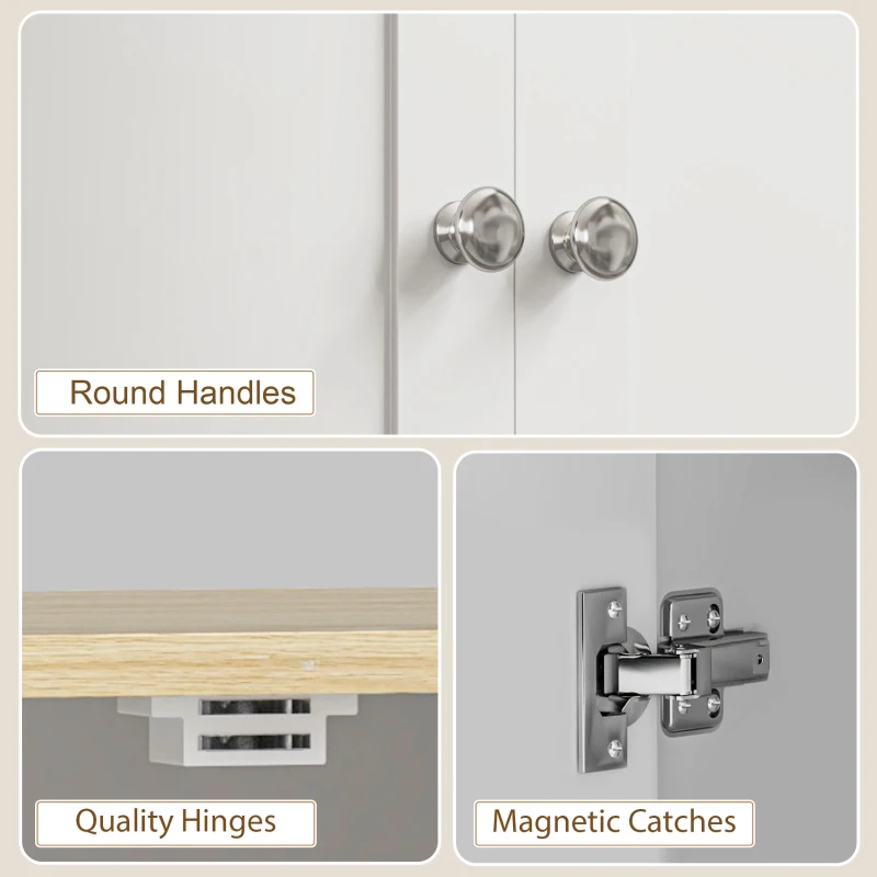 HOMCOM 72" Tall Pantry Cabinet, Kitchen Pantry Cabinet with Adjustable Shelves, Storage Cabinet with 4 Doors, White