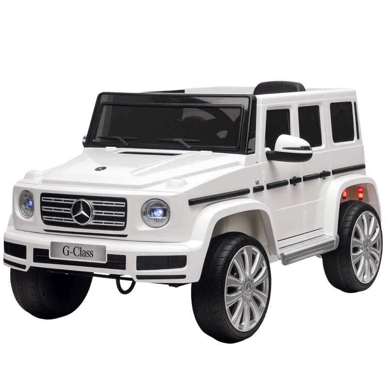 Aosom 12V Mercedes Benz G500 Licensed Kids Electric Car with Remote Control, Headlights, Music, Suspension & Storage, White