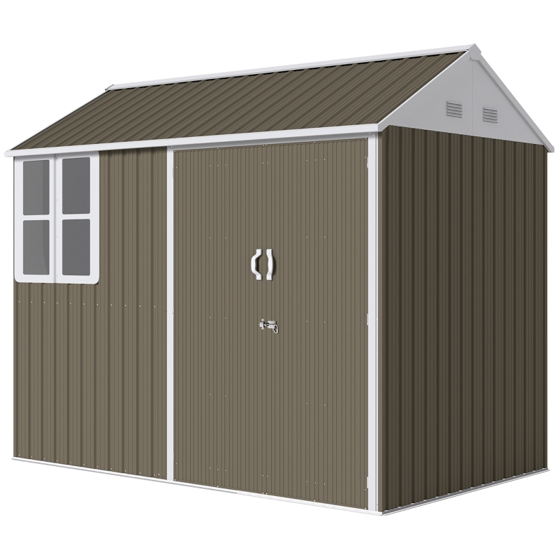 Outsunny 8' x 6' Metal Garden Storage Shed, Outdoor Tool