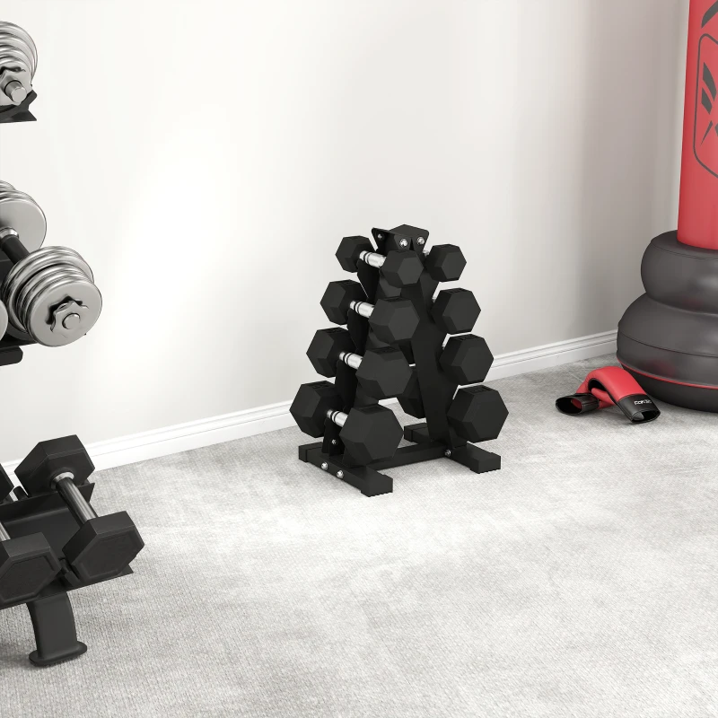 Soozier 100 LBS Hex Dumbbell Set with Rack, Rubber Coated Weights with Non-Slip Handles for Home Gym Strength Training