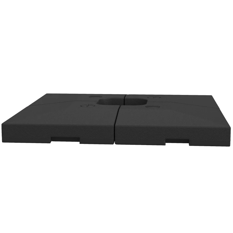 Outsunny 4 Pieces Cantilever Patio Umbrella Base, Outdoor Offset Umbrella Weights, 176 lbs Capacity Water or 264 lbs Capacity Sand  Plates Set, Black