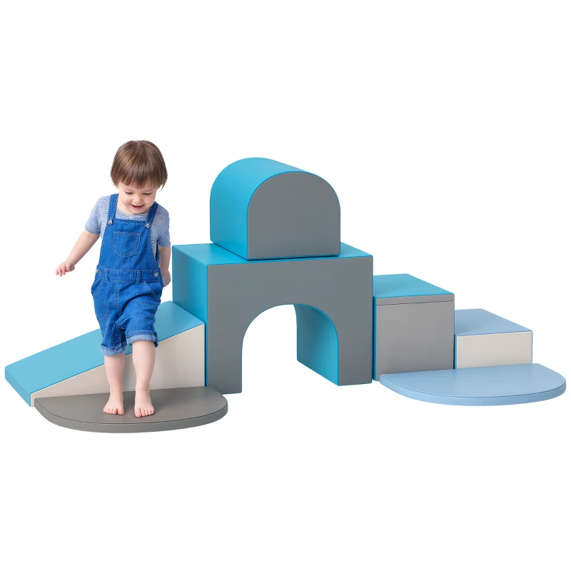 Qaba 7-Piece Rearrangeable Toddler Climber for Creativity and Shape Discovery, Contemporary