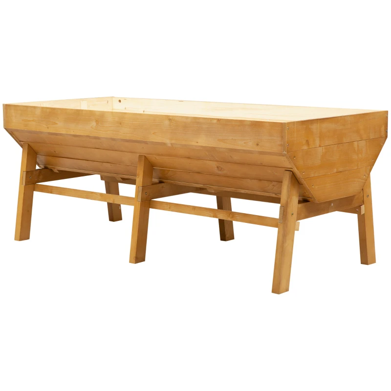 Outsunny 71'' x 32' x 28'' Wooden Raised Garden Bed, Planter Box with Non-Woven Fabric, Free Standing Planting Container, Natural