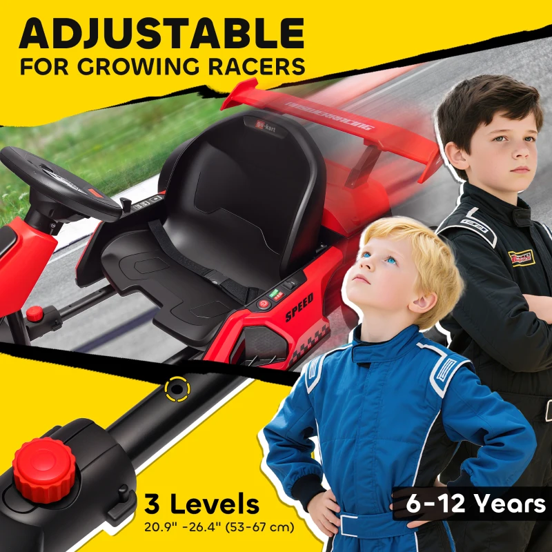 Aosom 24V 7.5 MPH Electric Go Kart with Adjustable Seat, Slow Start, Red