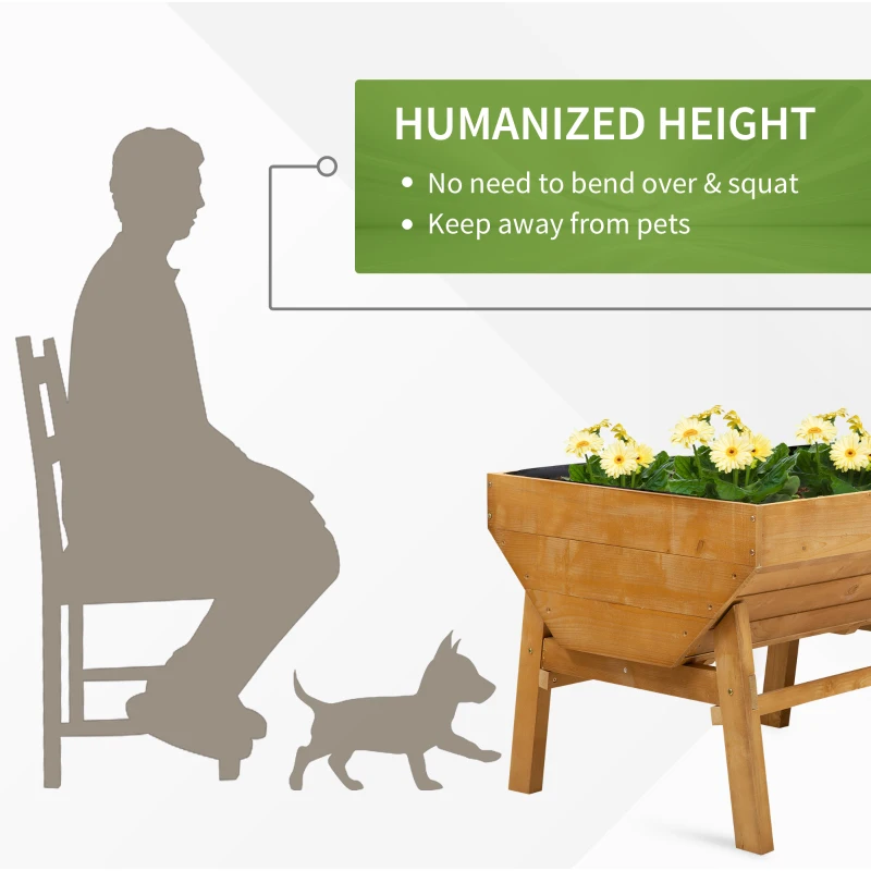 Outsunny 71'' x 32' x 28'' Wooden Raised Garden Bed, Planter Box with Non-Woven Fabric, Free Standing Planting Container, Natural