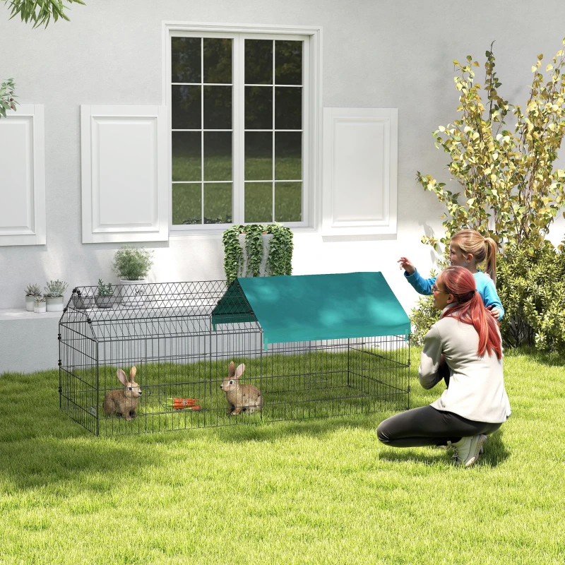 PawHut 73" Small Animal Playpen with Roof for Rabbits, Chicken, Chinchillas