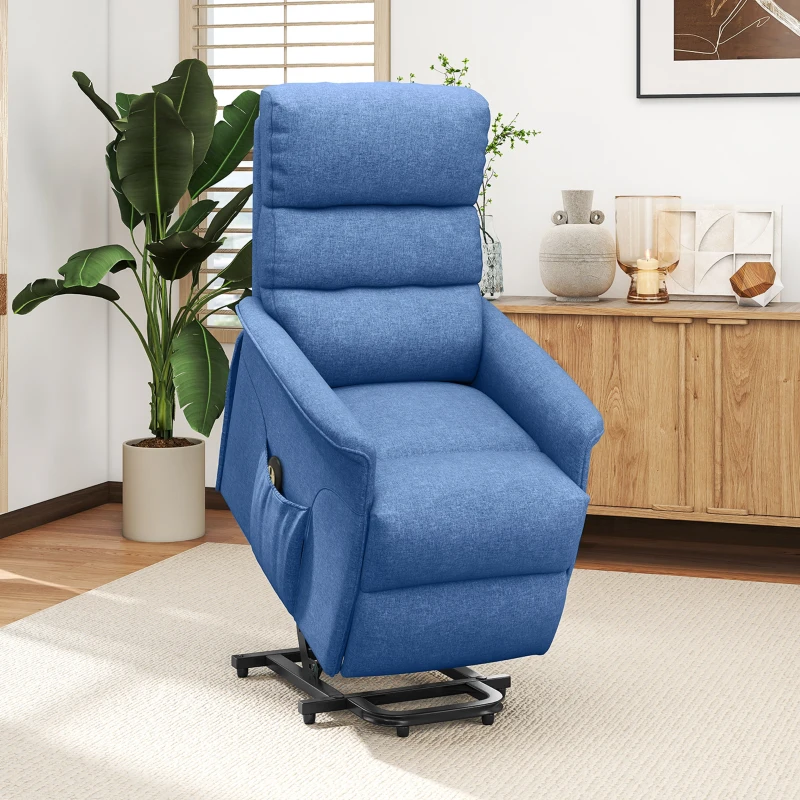 HOMCOM Power Lift Chair for Seniors, Electric Lift Recliner Chair with Remote Control, Side Pockets for Living Room, Blue